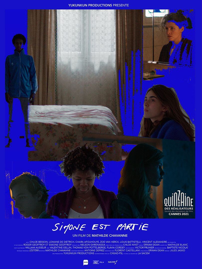 Affiche du court métrage Simone est partie (2021) de Mathilde Chavanne. Voir Simone est partie en streaming / torrent sur meilleurs-films.fr