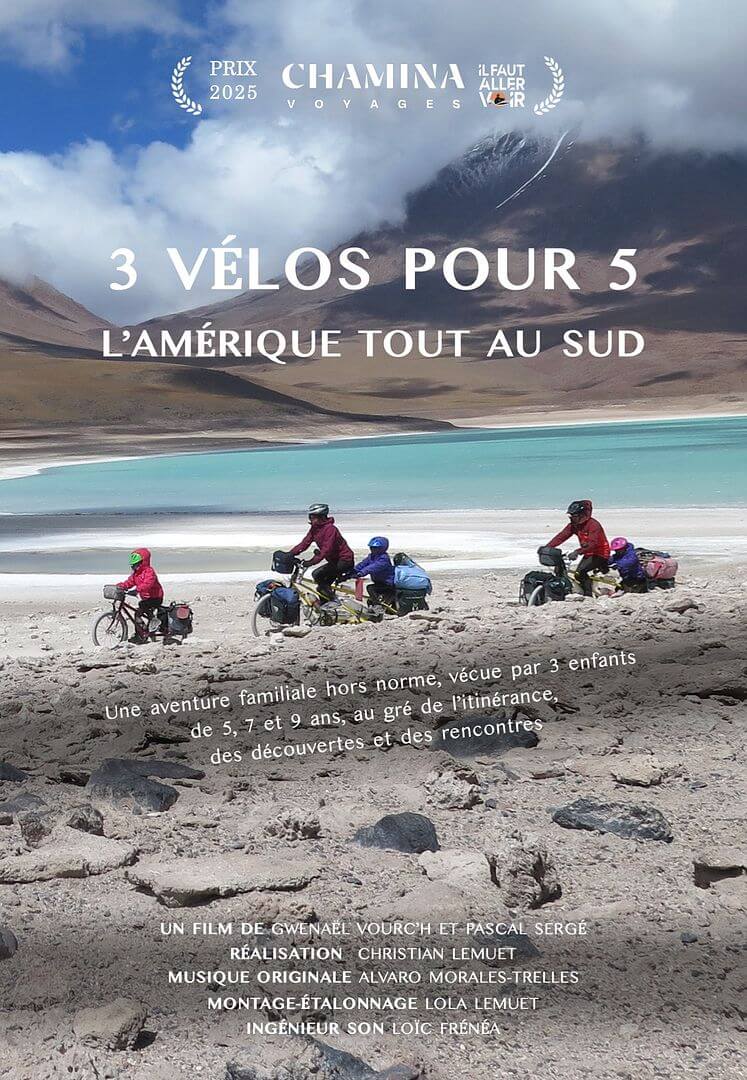 Affiche du film Trois vélos pour cinq – l’Amérique tout au sud (2022) de Christian Lemuet. Voir Trois vélos pour cinq – l’Amérique tout au sud en streaming / torrent sur meilleurs-films.fr