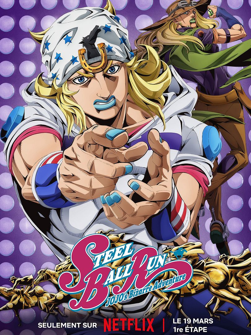 Affiche de la série STEEL BALL RUN JoJo’s Bizarre Adventure (2026) de . Voir STEEL BALL RUN JoJo’s Bizarre Adventure en streaming / torrent sur meilleurs-films.fr