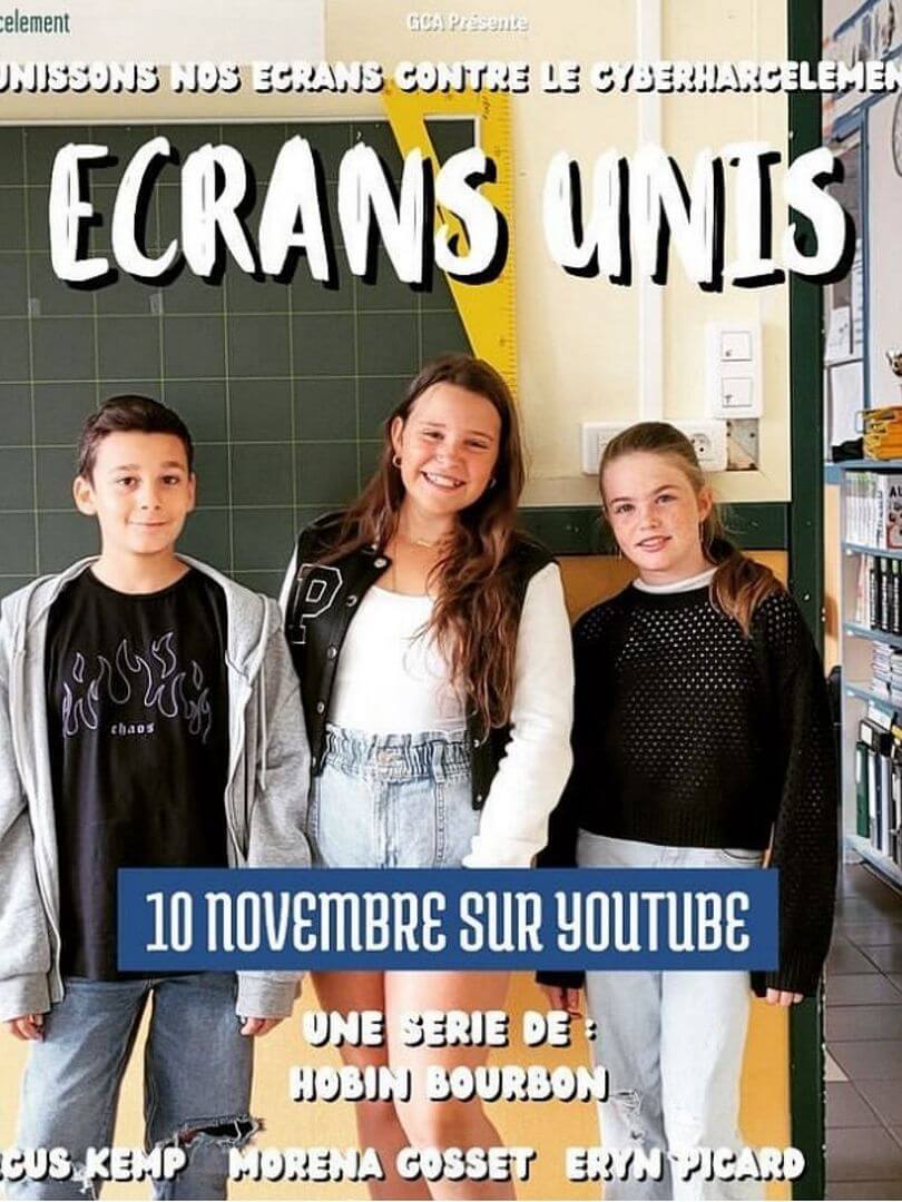 Affiche du court métrage Écrans unis (2023) de Hobin Bourbon. Voir Écrans unis en streaming / torrent sur meilleurs-films.fr