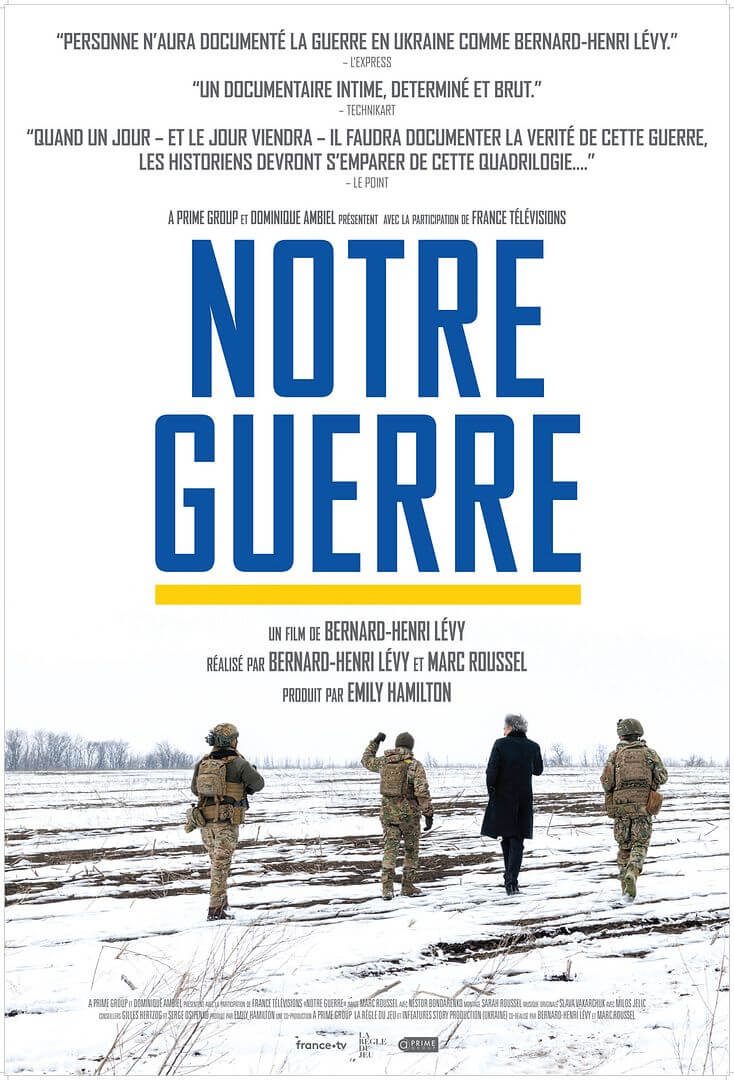 Affiche du film Notre guerre (2025) de Bernard-Henri Lévy. Voir Notre guerre en streaming / torrent sur meilleurs-films.fr