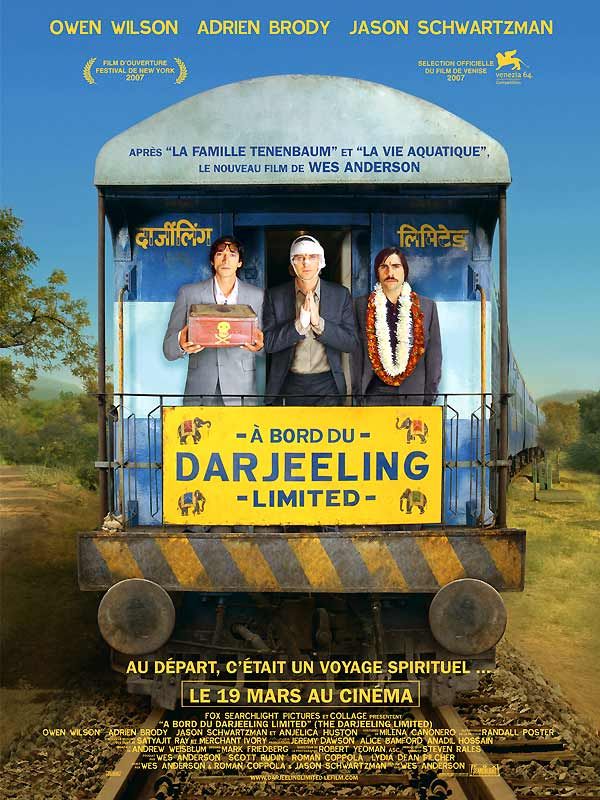 Affiche du film A bord du Darjeeling Limited (2007) de Wes Anderson Affiche du film A bord du Darjeeling Limited (2007) de Wes Anderson. Voir A bord du Darjeeling Limited en streaming / torrent sur meilleurs-films.fr
