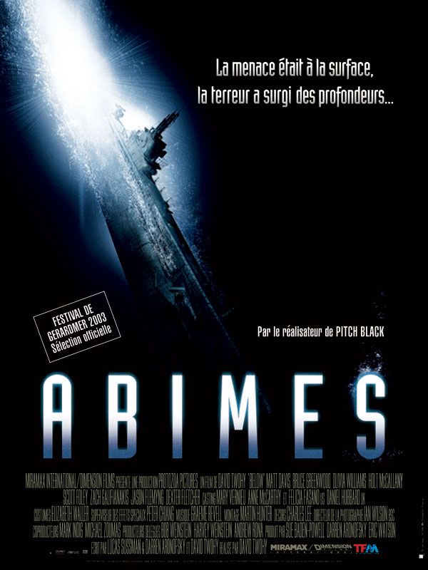 Affiche du film Abîmes (2002) de David Twohy Affiche du film Abîmes (2002) de David Twohy. Voir Abîmes en streaming / torrent sur meilleurs-films.fr
