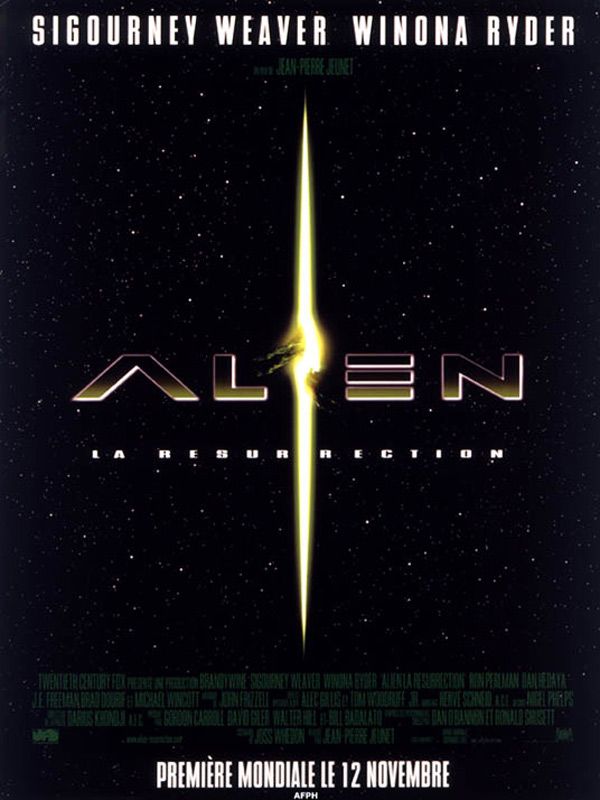 Affiche du film Alien, la résurrection (1997) de Jean-Pierre Jeunet. Voir Alien, la résurrection en streaming / torrent sur meilleurs-films.fr