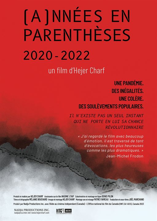 Affiche du film Années en parenthèses 2020-2022 (2023) de Hejer Charf. Voir Années en parenthèses 2020-2022 en streaming / torrent sur meilleurs-films.fr