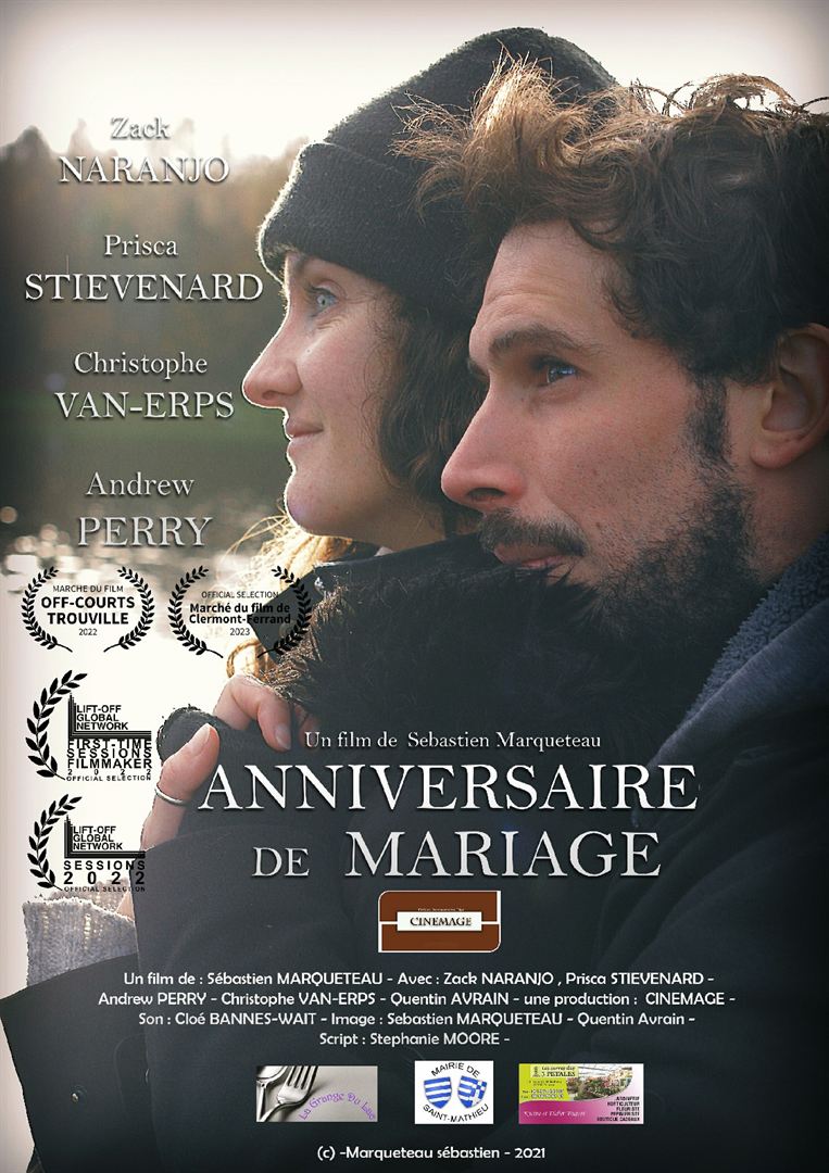 Affiche du court métrage Anniversaire de mariage (2021) de Sébastien Marqueteau. Voir Anniversaire de mariage en streaming / torrent sur meilleurs-films.fr