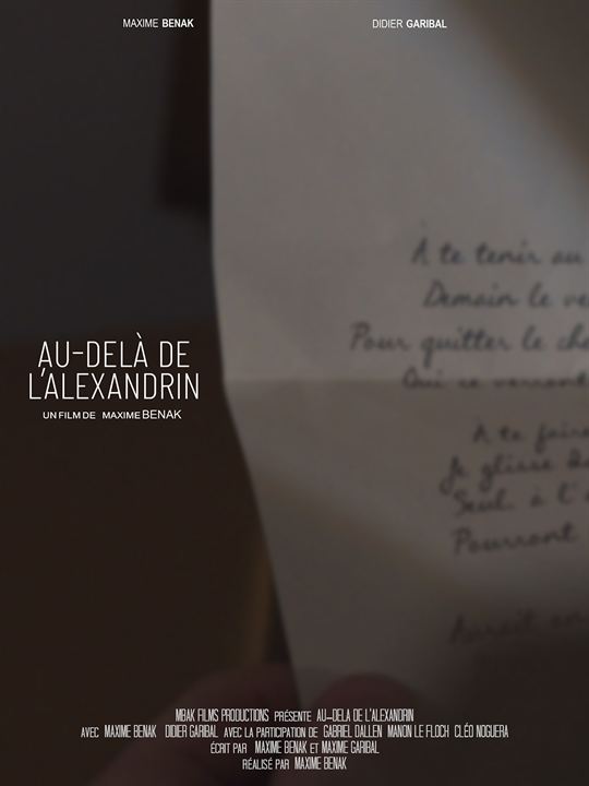 Affiche du court métrage Au-delà de l’Alexandrin (2025) de Maxime Benak. Voir Au-delà de l’Alexandrin en streaming / torrent sur meilleurs-films.fr