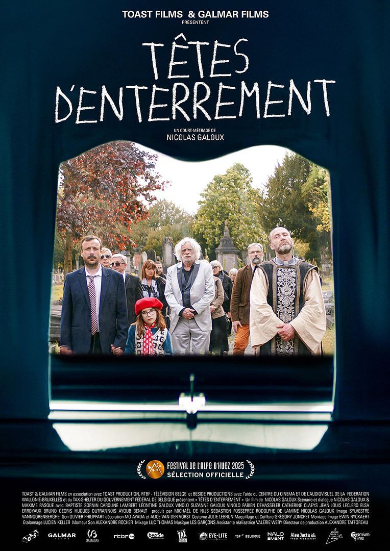 Affiche du court métrage Têtes d’enterrement (2025) de Nicolas Galoux. Voir Têtes d’enterrement en streaming / torrent sur meilleurs-films.fr