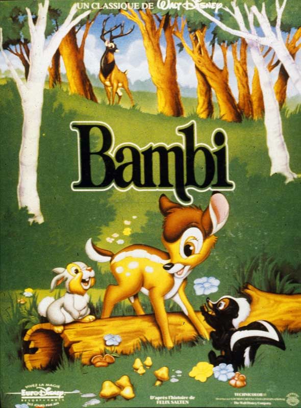 Affiche du film Bambi (1942) de David Hand. Voir Bambi en streaming / torrent sur meilleurs-films.fr