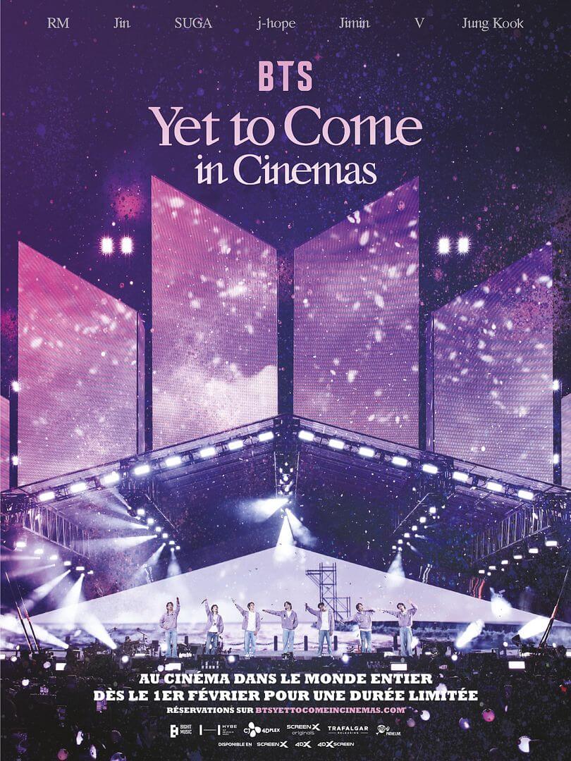 Affiche du film BTS : Yet To Come in Cinemas (2023) de Yoon-Dong Oh. Voir BTS : Yet To Come in Cinemas en streaming / torrent sur meilleurs-films.fr