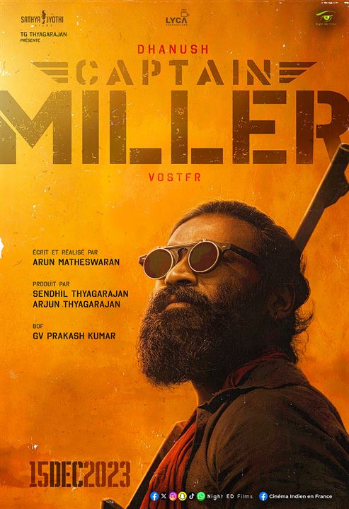 Affiche du film Captain Miller (2023) de Arun Matheswaran. Voir Captain Miller en streaming / torrent sur meilleurs-films.fr