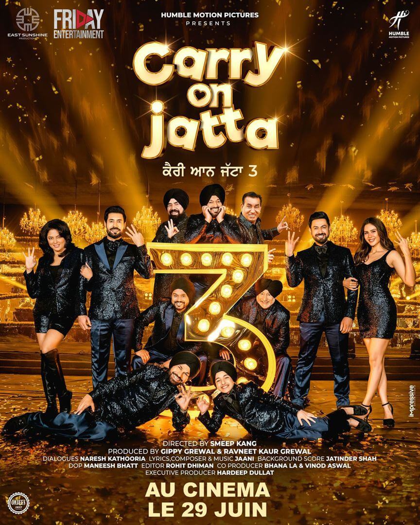 Affiche du film Carry On Jatta 3 (2023) de Smeep Kang. Voir Carry On Jatta 3 en streaming / torrent sur meilleurs-films.fr