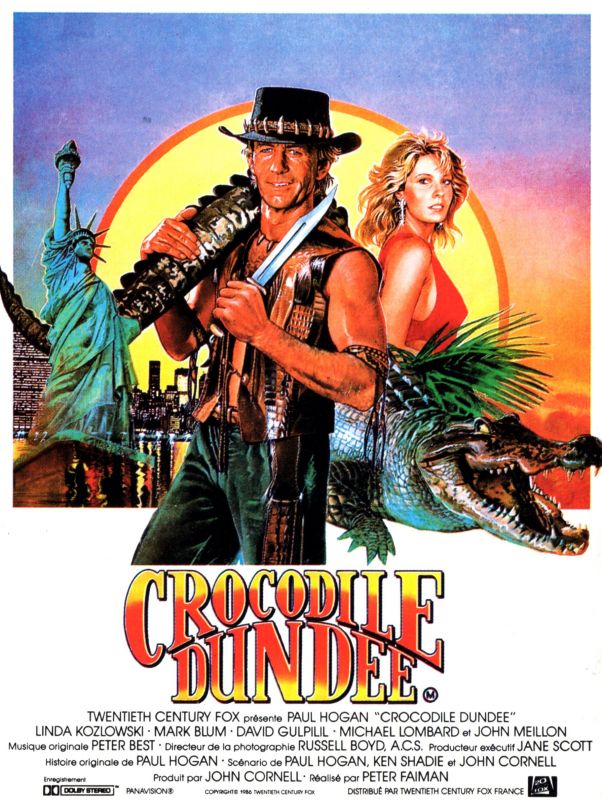 Affiche du film Crocodile Dundee (1986) de Peter Faiman. Voir Crocodile Dundee en streaming / torrent sur meilleurs-films.fr