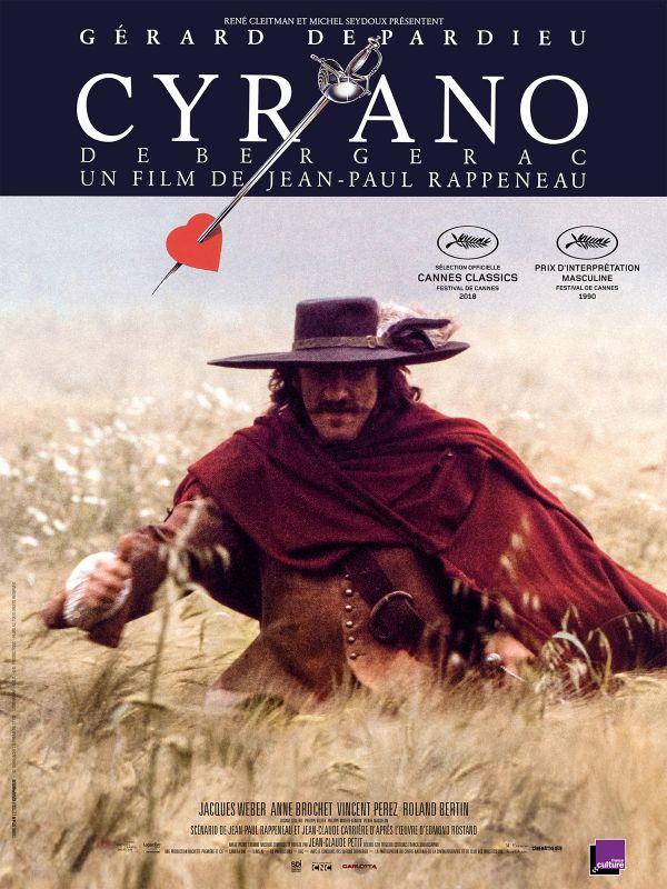 Affiche du film Cyrano de Bergerac (1990) de Jean-Paul Rappeneau. Voir Cyrano de Bergerac en streaming / torrent sur meilleurs-films.fr