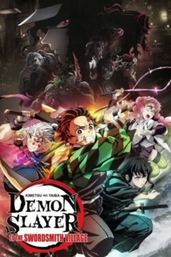 Affiche du film Demon Slayer : Kimetsu no Yaiba – En route pour le village des forgerons (2023) de Haruo Sotozaki.