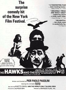 Affiche du film Des oiseaux petits et grands (1966) de Pier Paolo Pasolini. Voir Des oiseaux petits et grands en streaming / torrent sur meilleurs-films.fr