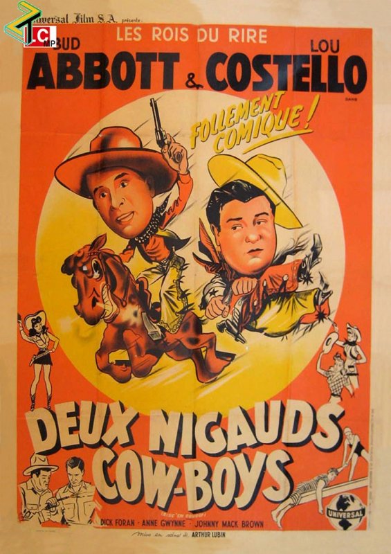 Affiche du film Deux nigauds cow-boys (1942) de Arthur Lubin. Voir Deux nigauds cow-boys en streaming / torrent sur meilleurs-films.fr