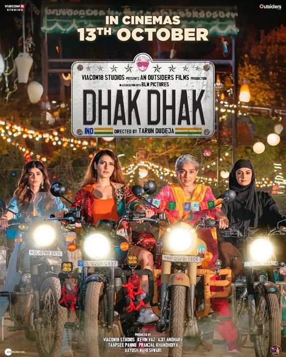 Affiche du film Dhak Dhak (2023) de Tarun Dudeja. Voir Dhak Dhak en streaming / torrent sur meilleurs-films.fr
