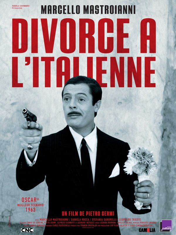 Affiche du film Divorce à l’Italienne (1961) de Pietro Germi. Voir Divorce à l’Italienne en streaming / torrent sur meilleurs-films.fr