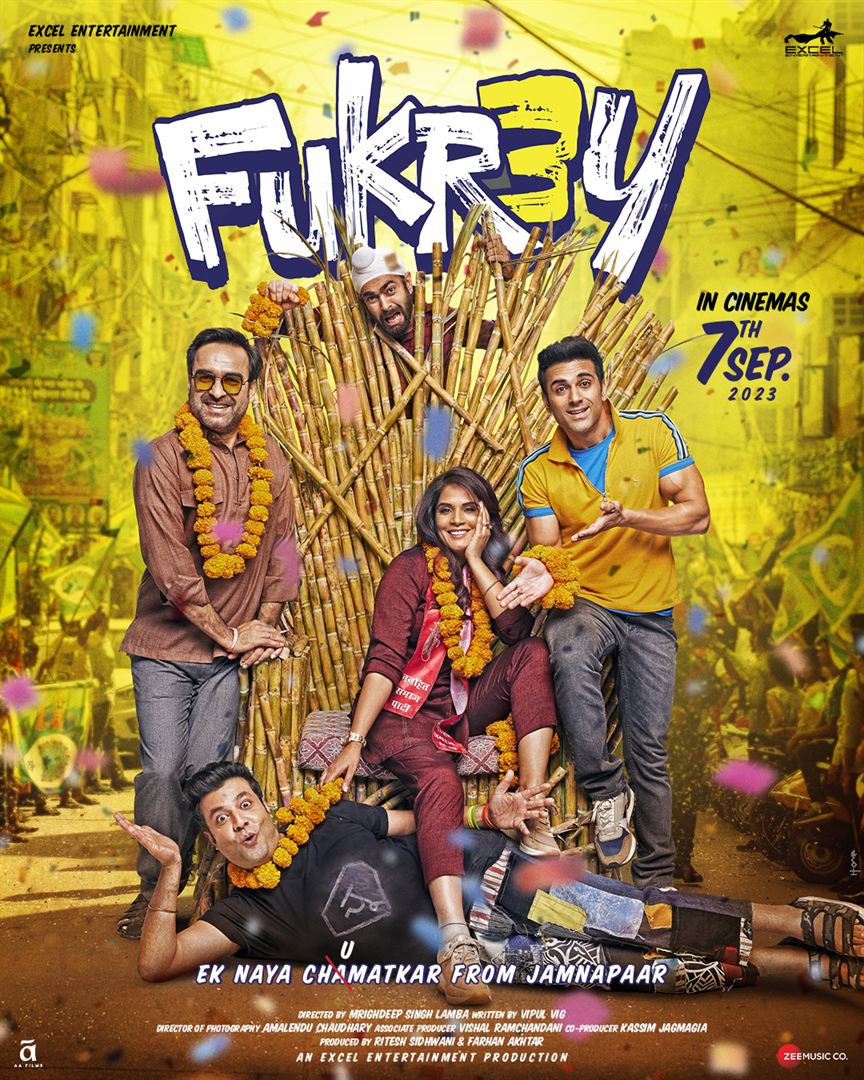 Affiche du film Fukrey 3 (2023) de Mrighdeep Lamba. Voir Fukrey 3 en streaming / torrent sur meilleurs-films.fr