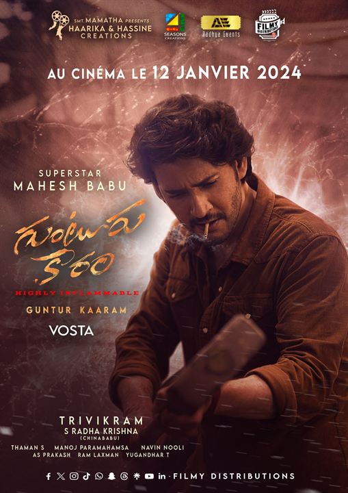 Affiche du film Guntur Kaaram (2024) de Trivikram Srinivas. Voir Guntur Kaaram en streaming / torrent sur meilleurs-films.fr