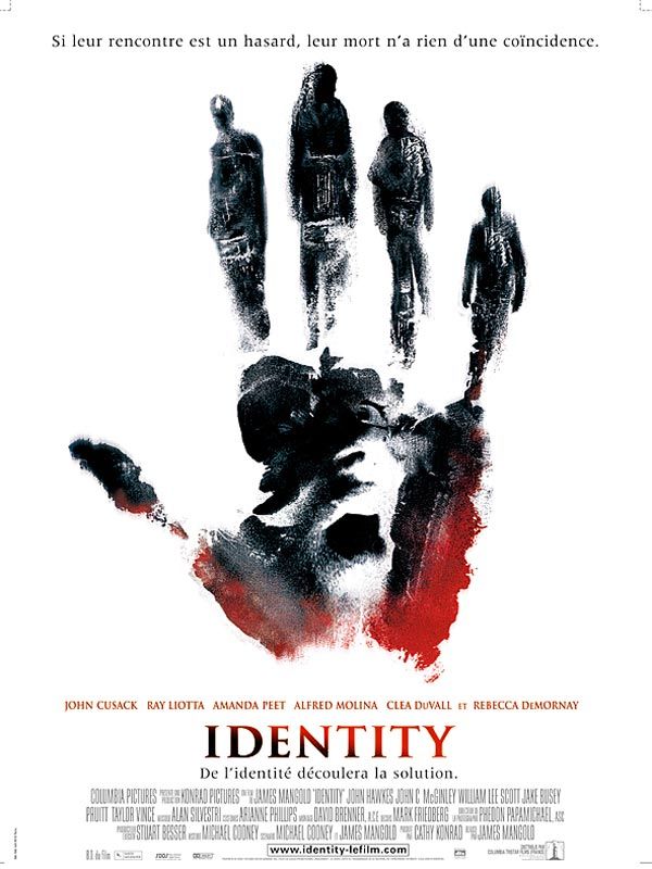 Affiche du film Identity (2003) de James Mangold Affiche du film Identity (2003) de James Mangold. Voir Identity en streaming / torrent sur meilleurs-films.fr