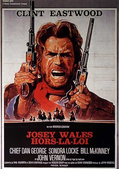 Affiche du film Josey Wales hors la loi (1976) de Clint Eastwood. Voir Josey Wales hors la loi en streaming / torrent sur meilleurs-films.fr