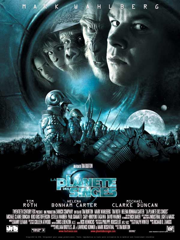 Affiche du film La Planète des singes (2001) de Tim Burton. Voir La Planète des singes en streaming / torrent sur meilleurs-films.fr