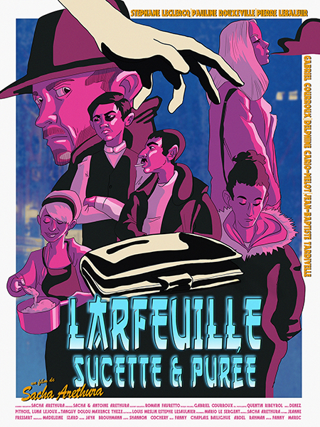 Affiche du court métrage Larfeuille, Sucette & Purée (2017) de Sacha Arethura. Voir Larfeuille, Sucette & Purée en streaming / torrent sur meilleurs-films.fr
