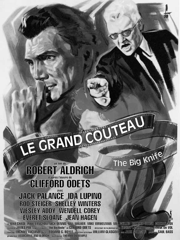 Affiche du film Le Grand couteau (1955) de Robert Aldrich. Voir Le Grand couteau en streaming / torrent sur meilleurs-films.fr