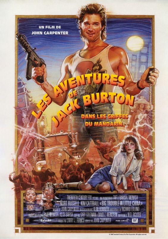 Affiche du film Les Aventures de Jack Burton dans les griffes du mandarin (1986) de John Carpenter. Voir Les Aventures de Jack Burton dans les griffes du mandarin en streaming / torrent sur meilleurs-films.fr