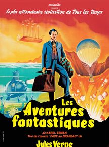 Affiche du film Les Aventures fantastiques (1958) de Karel Zeman. Voir Les Aventures fantastiques en streaming / torrent sur meilleurs-films.fr