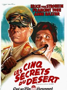 Affiche du film Les Cinq secrets du désert (1943) de Billy Wilder. Voir Les Cinq secrets du désert en streaming / torrent sur meilleurs-films.fr