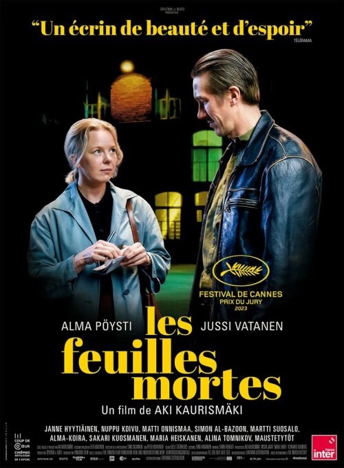 Affiche du film Les Feuilles mortes (2023) de Aki Kaurismäki. Voir Les Feuilles mortes en streaming / torrent sur meilleurs-films.fr