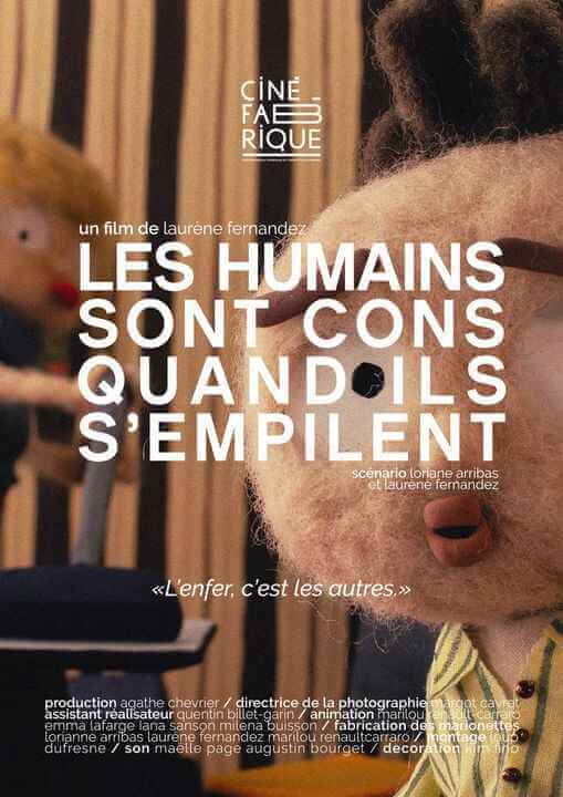 Affiche du court métrage Les humains sont cons quand ils s’empilent (2022) de Laurène Fernandez. Voir Les humains sont cons quand ils s’empilent en streaming / torrent sur meilleurs-films.fr