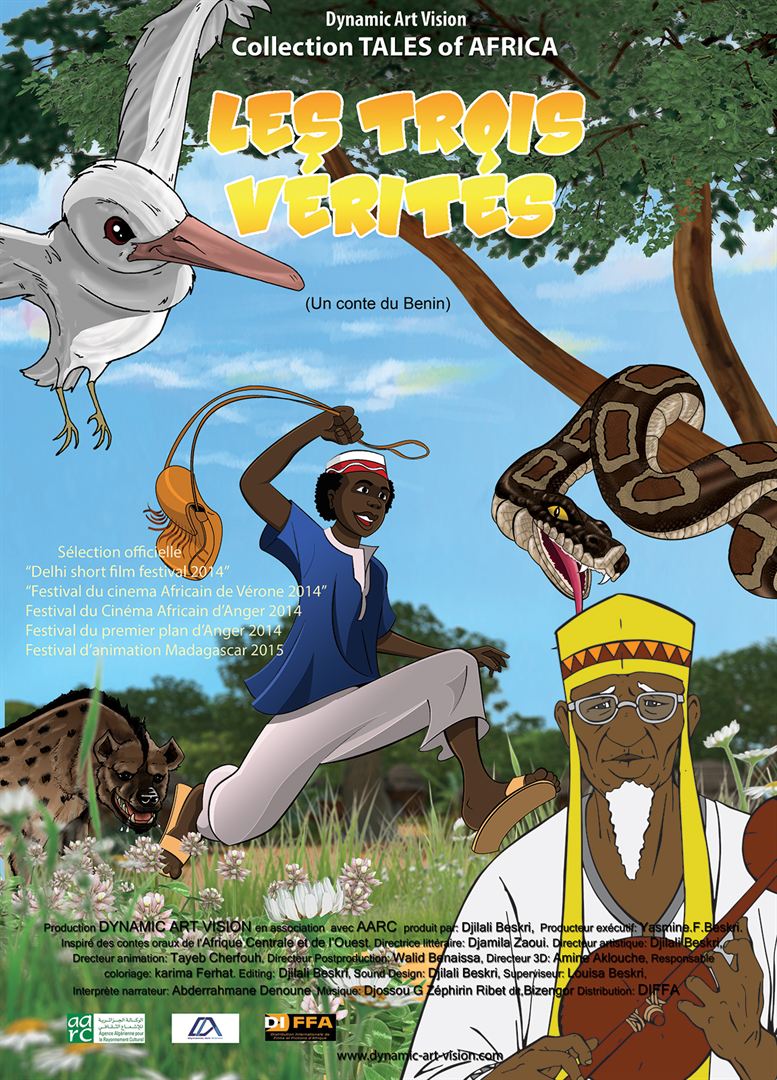 Affiche du court métrage Les Trois vérités (Les contes Africains) (2017) de Djilali Beskri. Voir Les Trois vérités (Les contes Africains) en streaming / torrent sur meilleurs-films.fr
