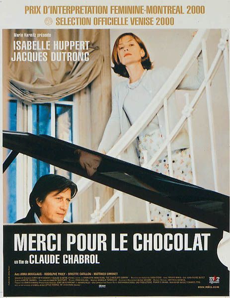 Affiche du film Merci pour le chocolat (2000) de Claude Chabrol. Voir Merci pour le chocolat en streaming / torrent sur meilleurs-films.fr