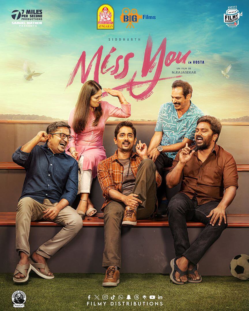 Affiche du film Miss You (2024) de N. Rajasekar. Voir Miss You en streaming / torrent sur meilleurs-films.fr