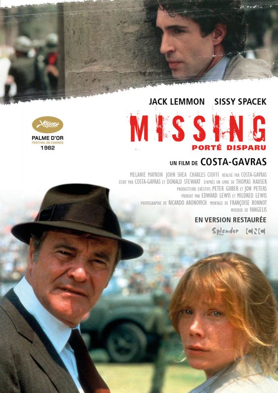 Affiche du film Missing (Porté disparu) (1982) de Costa-Gavras. Voir Missing (Porté disparu) en streaming / torrent sur meilleurs-films.fr