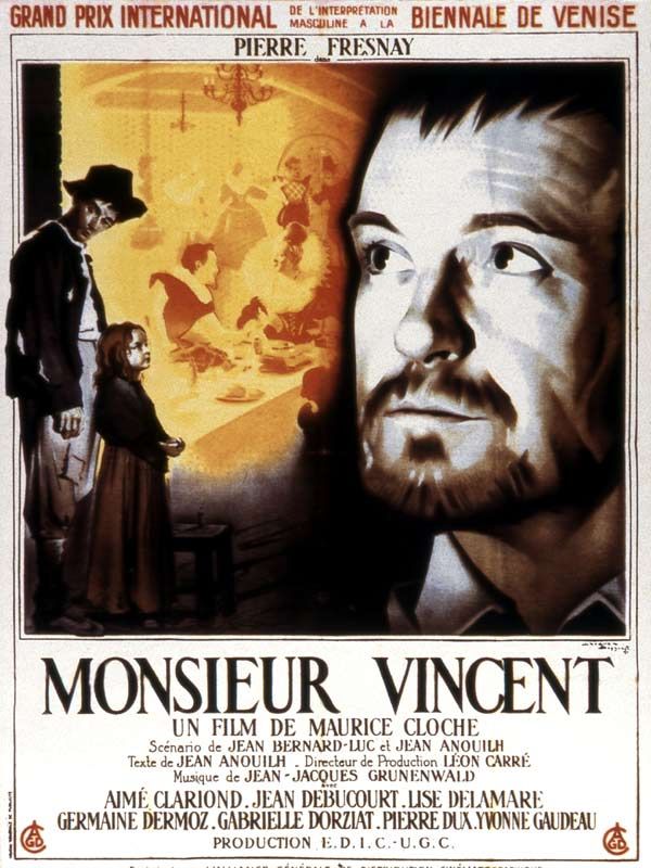 Affiche du film Monsieur Vincent (1947) de Maurice Cloche. Voir Monsieur Vincent en streaming / torrent sur meilleurs-films.fr