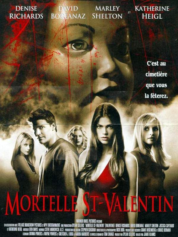Affiche du film Mortelle St-Valentin (2001) de Jamie Blanks. Voir Mortelle St-Valentin en streaming / torrent sur meilleurs-films.fr