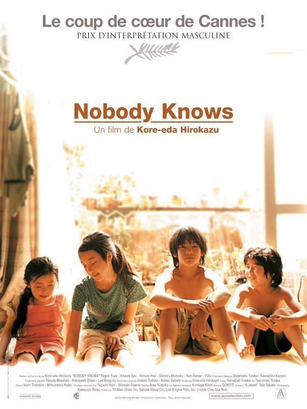 Affiche du film Nobody knows (2003) de Hirokazu Kore-eda. Voir Nobody knows en streaming / torrent sur meilleurs-films.fr