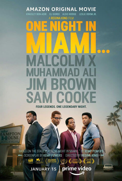 Affiche du film One Night In Miami (2021) de Regina King. Voir One Night In Miami en streaming / torrent sur meilleurs-films.fr