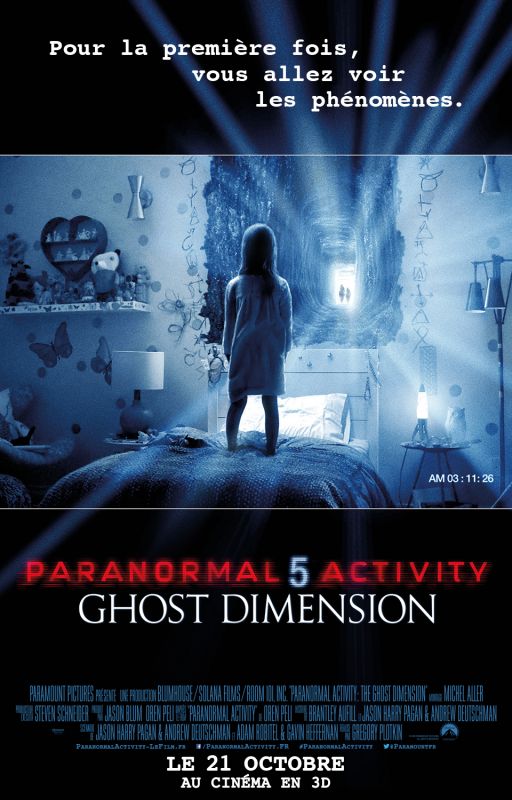 Affiche du film Paranormal Activity 5 Ghost Dimension (2015) de Gregory Plotkin Affiche du film Paranormal Activity 5 Ghost Dimension (2015) de Gregory Plotkin. Voir Paranormal Activity 5 Ghost Dimension en streaming / torrent sur meilleurs-films.fr