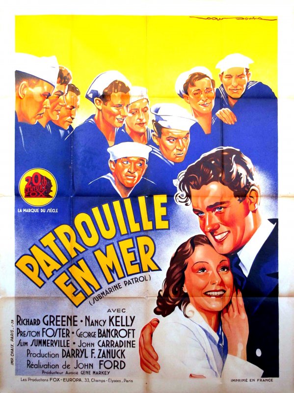 Affiche du film Patrouille en Mer (1938) de John Ford. Voir Patrouille en Mer en streaming / torrent sur meilleurs-films.fr