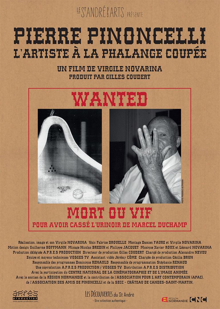 Affiche du film Pierre Pinoncelli, l’artiste à la phalange coupée (2022) de Virgile Novarina. Voir Pierre Pinoncelli, l’artiste à la phalange coupée en streaming / torrent sur meilleurs-films.fr