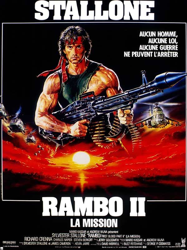 Affiche du film Rambo II : la mission (1985) de George Pan Cosmatos. Voir Rambo II : la mission en streaming / torrent sur meilleurs-films.fr