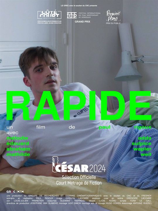 Affiche du court métrage Rapide (2025) de Paul Rigoux. Voir Rapide en streaming / torrent sur meilleurs-films.fr