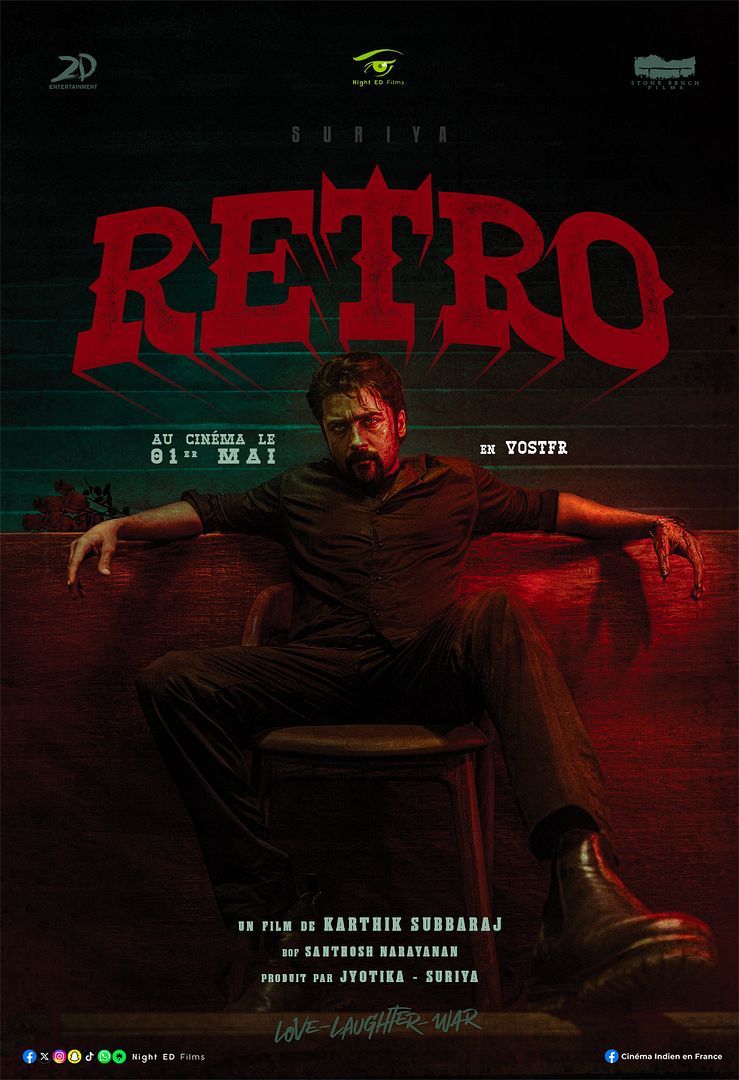 Affiche du film Retro (2025) de Karthik Subbaraj. Voir Retro en streaming / torrent sur meilleurs-films.fr