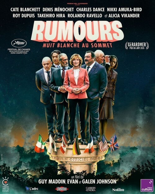 Affiche du film Rumours, nuit blanche au sommet (2025) de Evan Johnson. Voir Rumours, nuit blanche au sommet en streaming / torrent sur meilleurs-films.fr